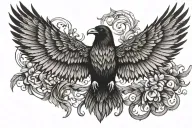 raven wings spread tattoo design idea