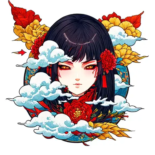 akatsuki clouds embroided design tattoo design idea