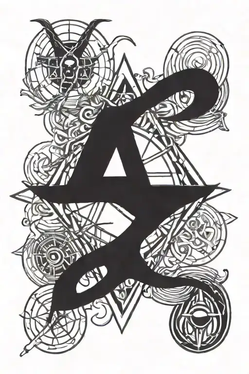 Witchy darklettering occult symbols tattoo design idea