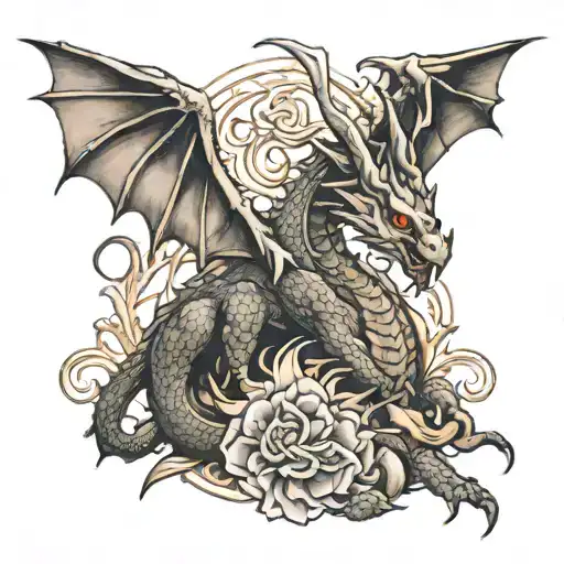 dragon and rabbit tattoo design idea