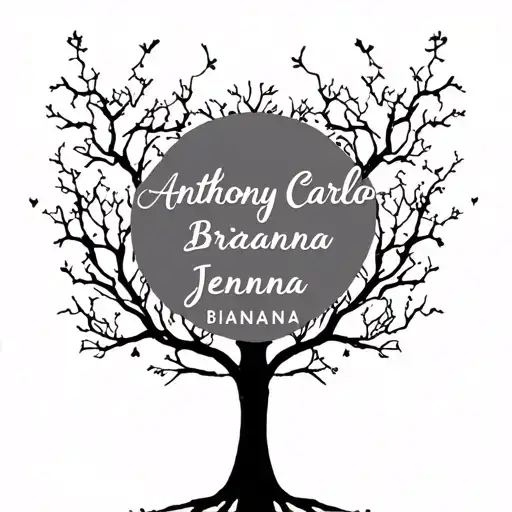 "Anthony Carlo Brianna Jenna" "Anthony Carlo Brianna Jenna" family tree branch intertwined tattoo design idea
