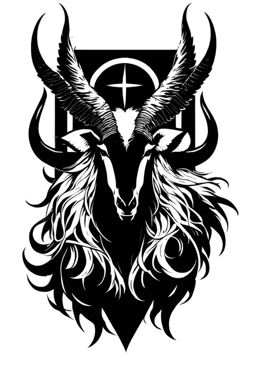 arcangel Uriel with capricorn zodiac sign tattoo design idea