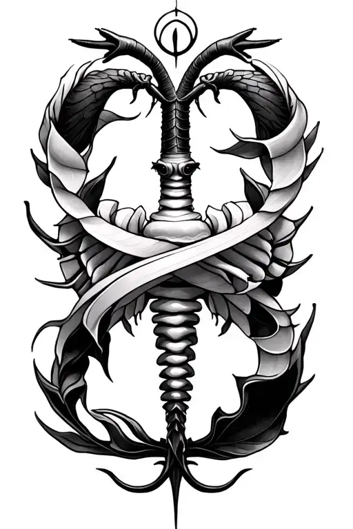 cancer, Sagittarius, Scorpio zodiac symbol intertwined tattoo design idea