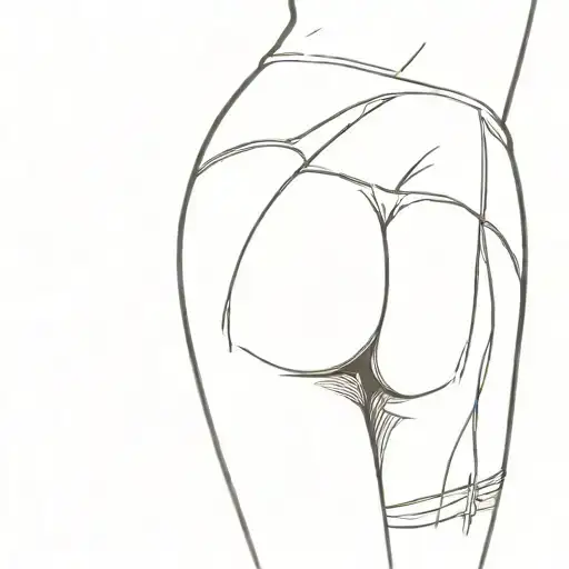naked body of a woman, ass in panties tattoo design idea