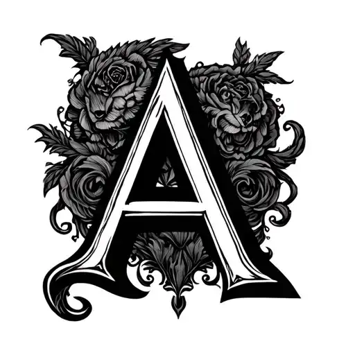 Old English "A" with a creative reference to 4 children: Isabella, michael, Anthony, nd giovanns tattoo design idea