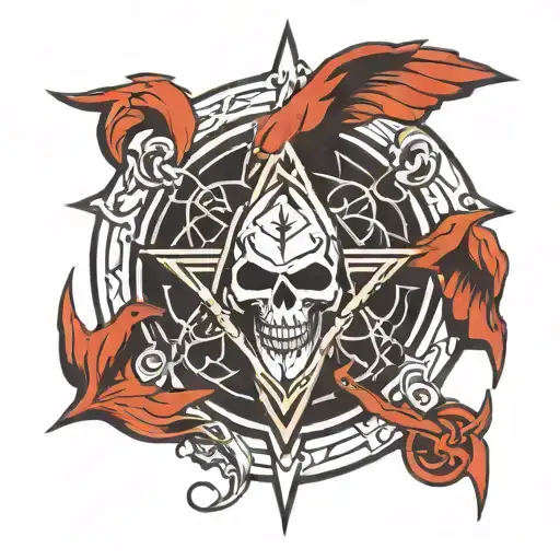 azrael logo black metal satanic sigil connected tattoo design idea