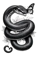 snake with butterfly surrounded tattoo design idea