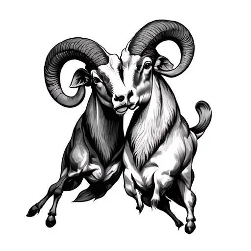 two rams fighting head to head tattoo design idea