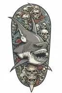 shark with skull and crossbones tattoo design idea