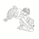 a boy sleeping with a dog tattoo design idea