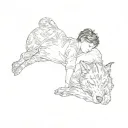 a boy sleeping with a dog tattoo design idea