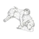 a boy sleeping with a dog tattoo design idea