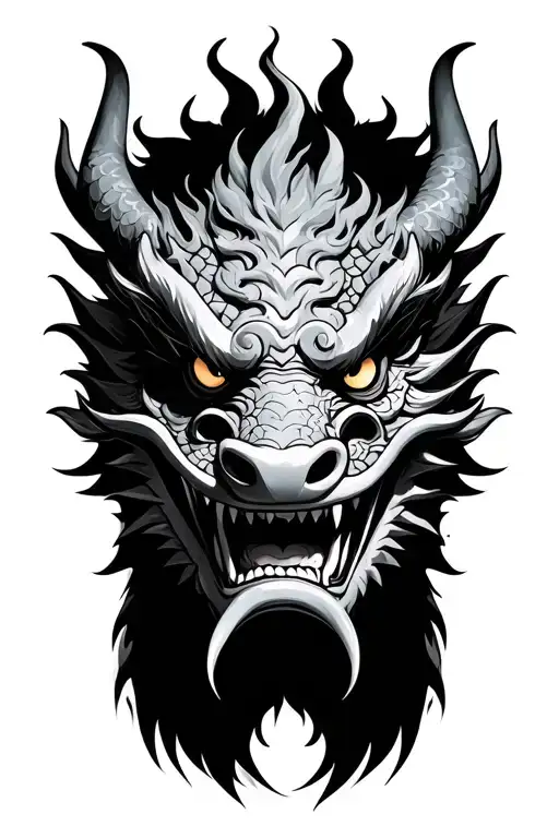 cancer year of the dragon japanese oni mask tattoo design idea