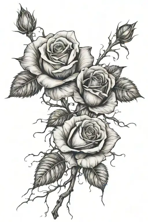 a wilted and healthy rose intertwined tattoo design idea
