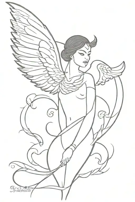siva damru with wings tattoo design idea