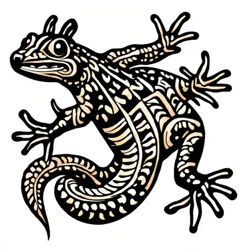 Polynesian salamander in tattoo design idea