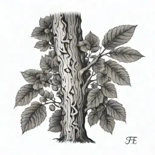 Linden Tree with initials F+C in the bark tattoo design idea