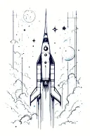 A rocket that crosses different vertical universes tattoo design idea