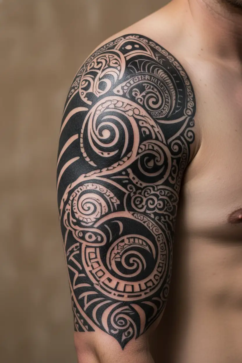 Maori style representing family, personal accomplishment, success, perseverance tattoo design idea