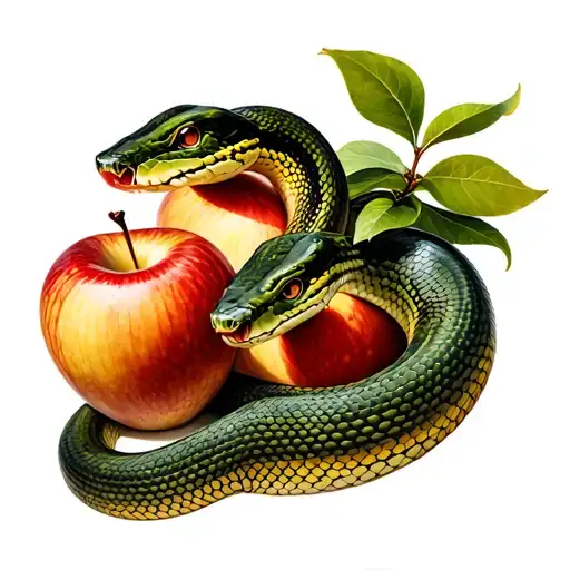 snake and apple tree tattoo design idea