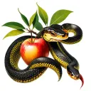 snake and apple tree tattoo design idea