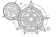pentacle with two moons at the edges tattoo design idea