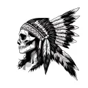 Greatful Dead and Female American Indian headdress tattoo design idea
