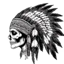 Greatful Dead and Female American Indian headdress tattoo design idea
