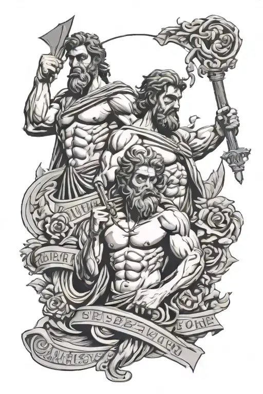 Zeus and scarface money power tattoo design idea