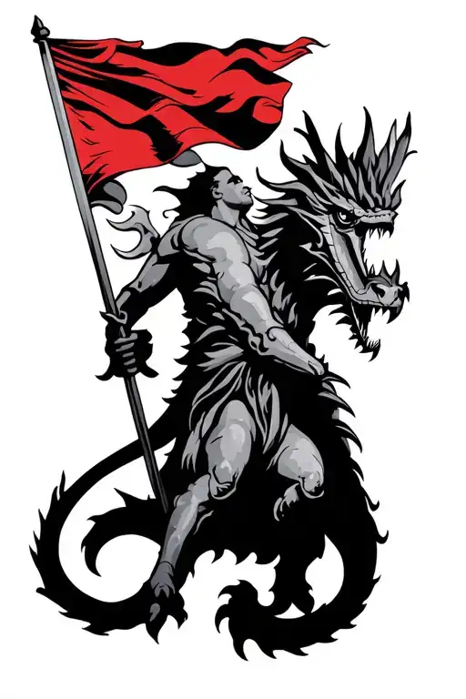 st george killing a dragon flag incorporated tattoo design idea