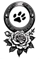 moon and paw print and horseshoe and roses and wrench tattoo design idea