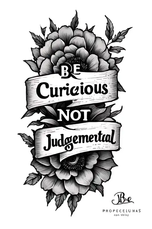 i want the quote "Be Curious Not Judgemental' tattoo design idea