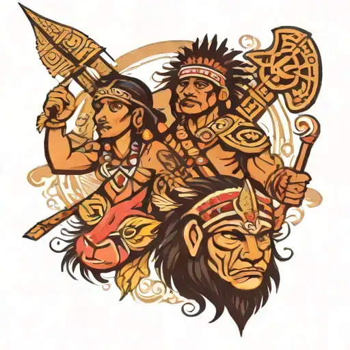 coqui taino and sol taino indian warrior tattoo design idea