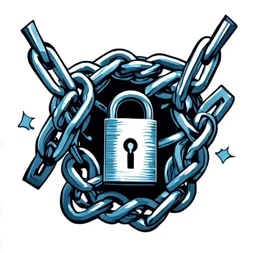 Blue lock style chains on the knee tattoo design idea