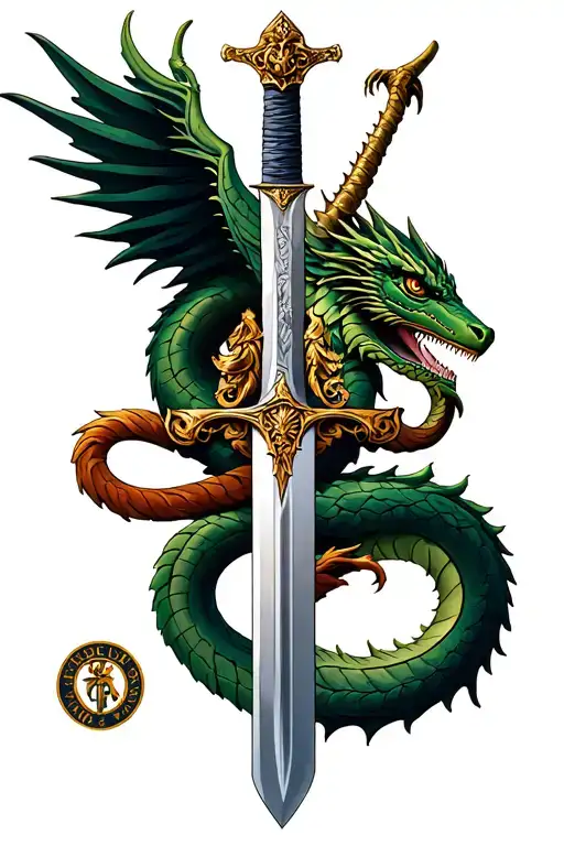 sword of gryffindor with basilisk intertwining tattoo design idea