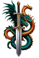 sword of gryffindor with basilisk intertwining tattoo design idea