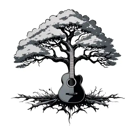 Guitar Tree tattoo design idea