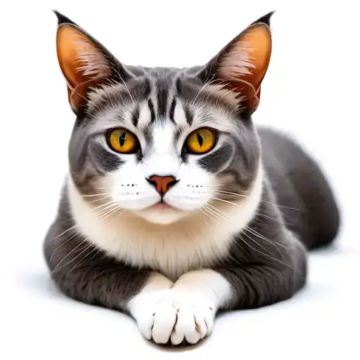 grey and white manx cat lounging sunbathing scene tattoo design idea