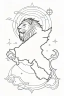 A map of Iran struck by lightning with a lion and sun in the middle. tattoo design idea