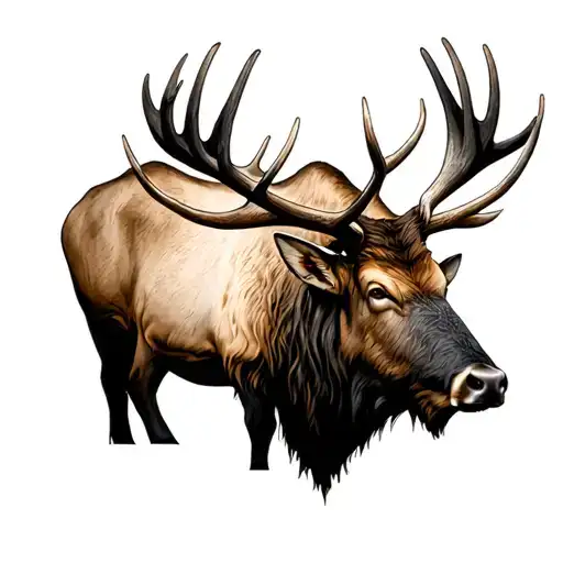 bull elk realism style tattoo tattoo design idea