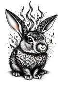 Fire rabbit tattoo design idea