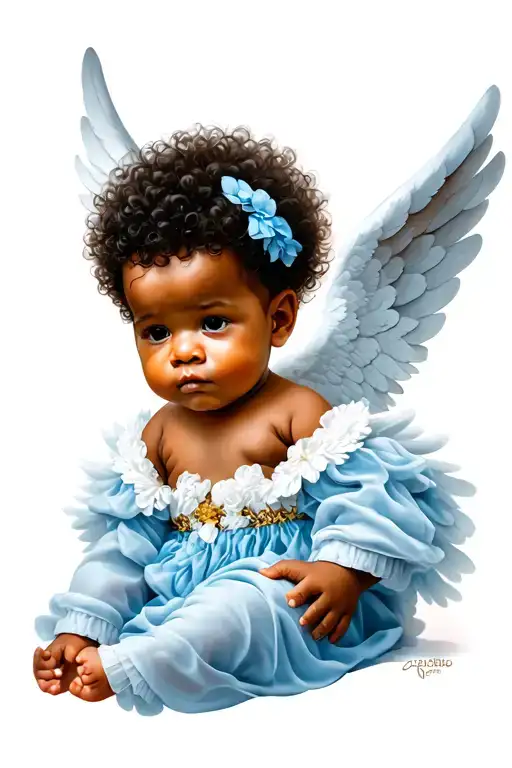 afro latin querubin baby angel boy tattoo design idea