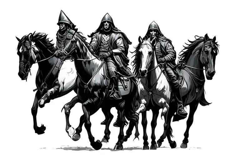 4 horsemen of the apocalypse riders tattoo design idea
