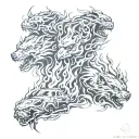 four shadows in a fire flames tattoo design idea