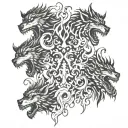 four shadows in a fire flames tattoo design idea