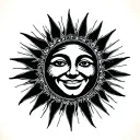 smiling celestial sun with rays radiating light tattoo design idea