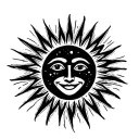 smiling celestial sun with rays radiating light tattoo design idea