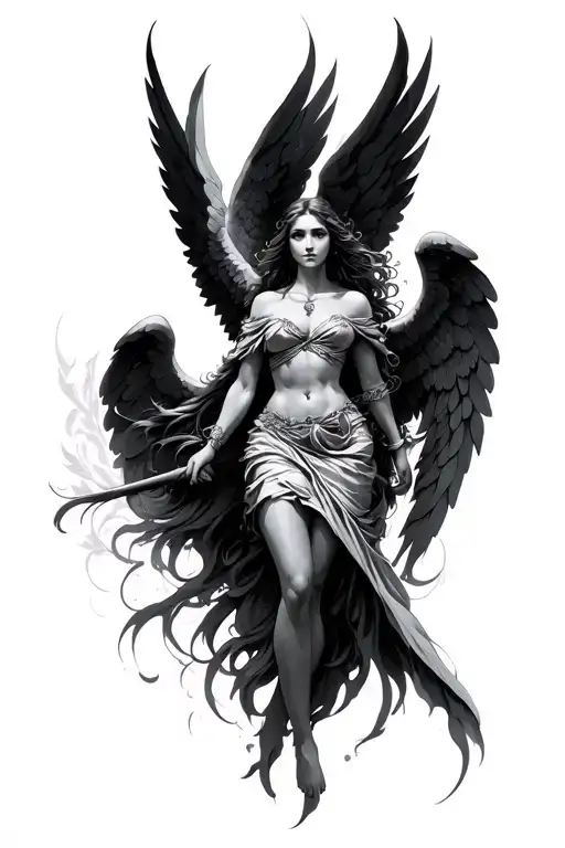 Female Archangel Raphael tattoo design idea