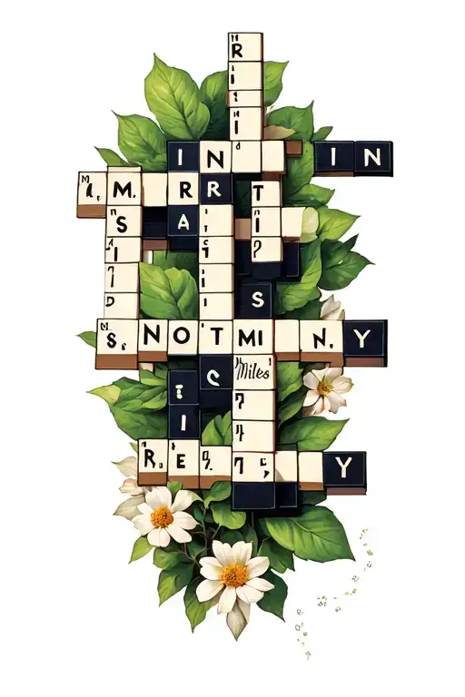 generate a new image inspired by the crossword-style tattoo layout you shared, using the names MARTIN, MILES, and REMY tattoo design idea