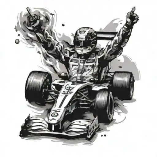 fernando alonso celebrates on top of his car with open arms tattoo design idea